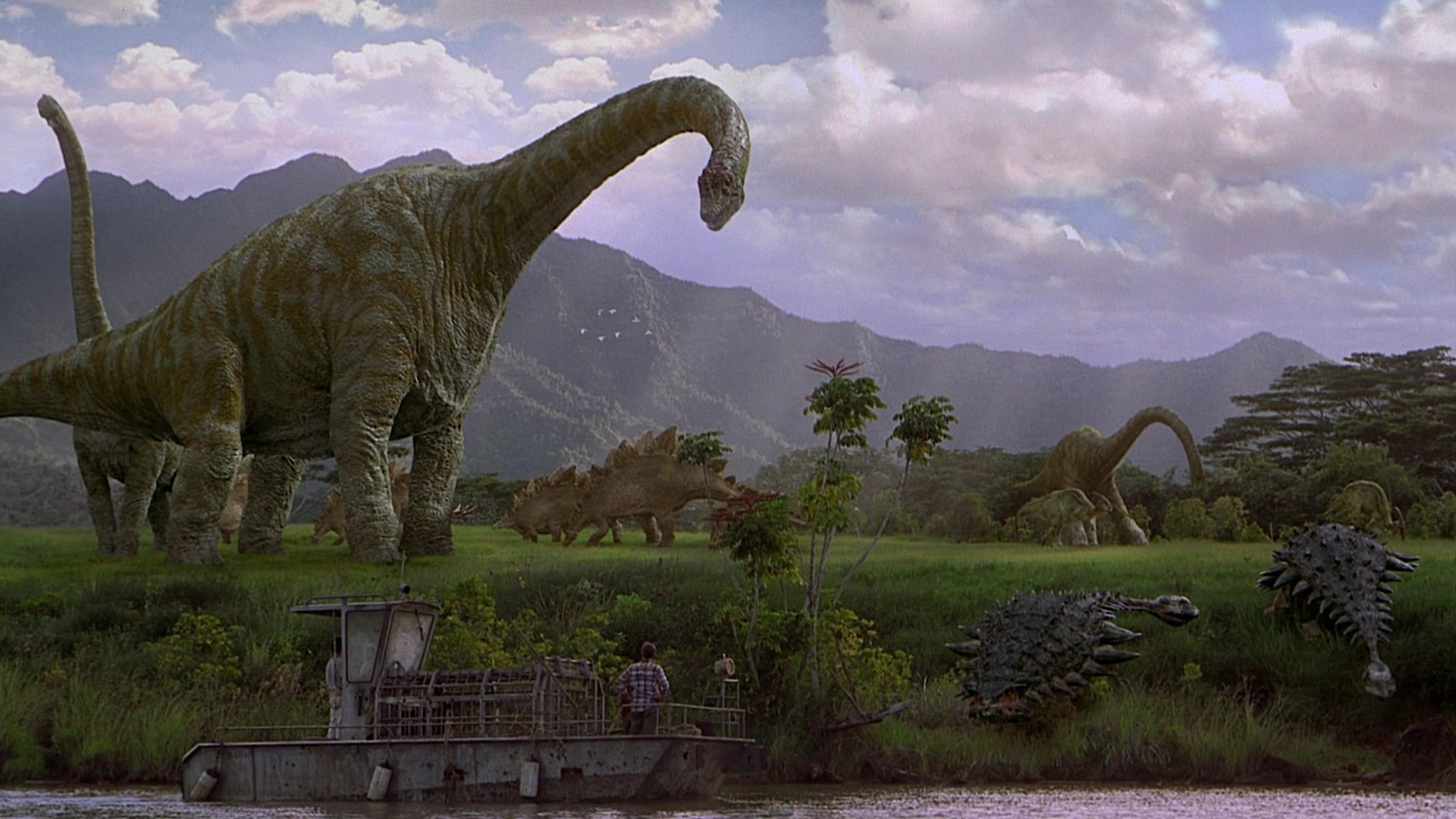 Динозавры художественный. Парк Юрского периода 3. Парк Юрского периода 3 динозавры. Брахиозавр Анкилозавр.